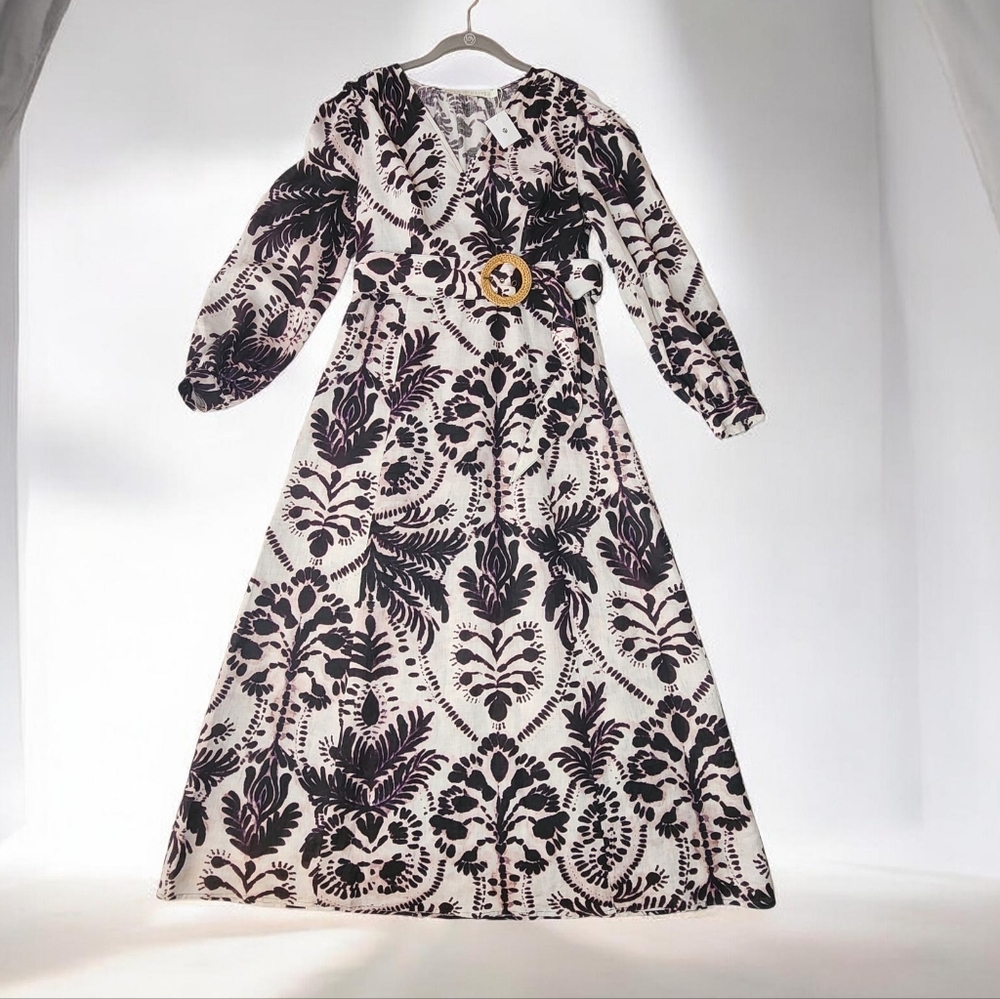 Marie Oliver Evelle Linen Dress Palma Print